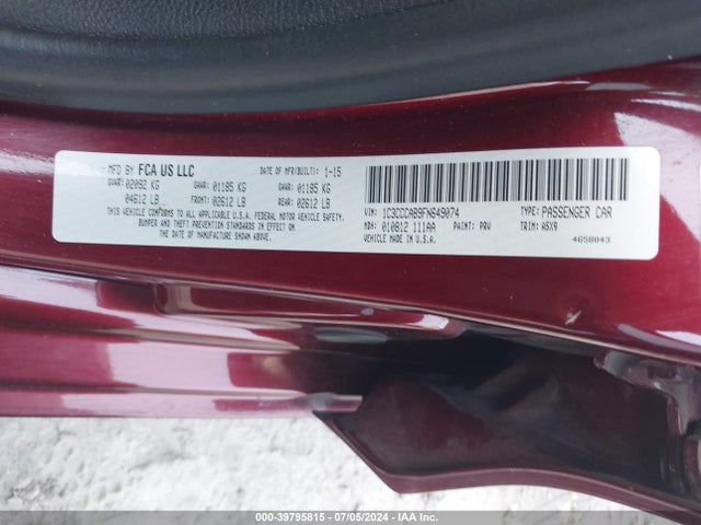 Chrysler 200 Limited 2015 1C3CCCAB9FN649074 Image 9