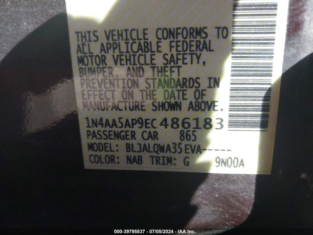 Nissan Maxima 2014 1N4AA5AP9EC486183 Image 9