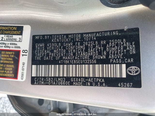 Toyota AVALON LIMITED 2014 4T1BK1EB5EU132556 Image 9