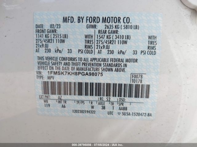 1FMSK7KH8PGA98075 Ford Explorer St-line