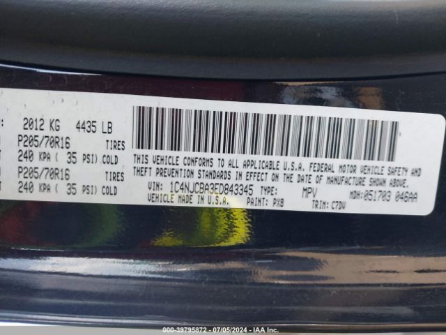 1C4NJCBA3ED843345 Jeep Compass Sport