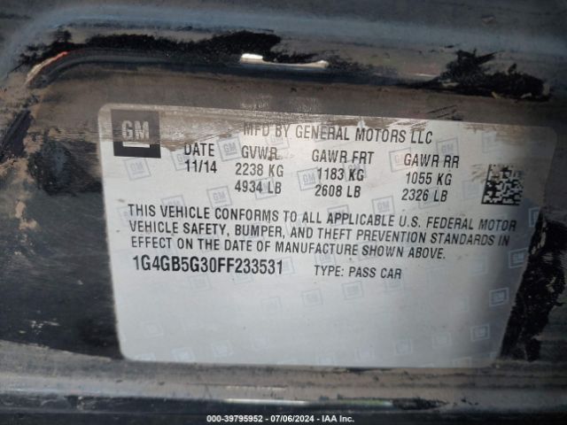 1G4GB5G30FF233531 Buick Lacrosse Leather