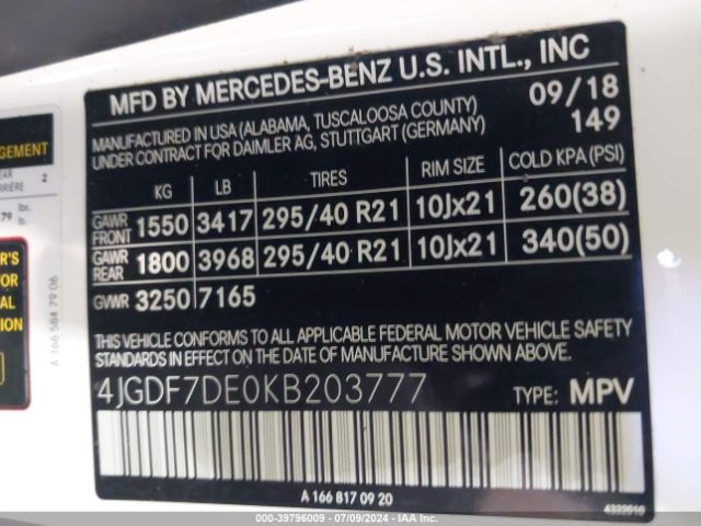 4JGDF7DE0KB203777 Mercedes-Benz Gls 550 4matic