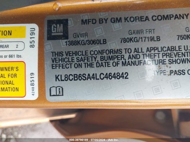 Chevrolet Spark Fwd Ls Automatic 2020 KL8CB6SA4LC464842 Image 9