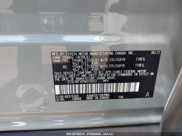 2T3C1RFVXPW275043 Toyota Rav4 Xle Premium