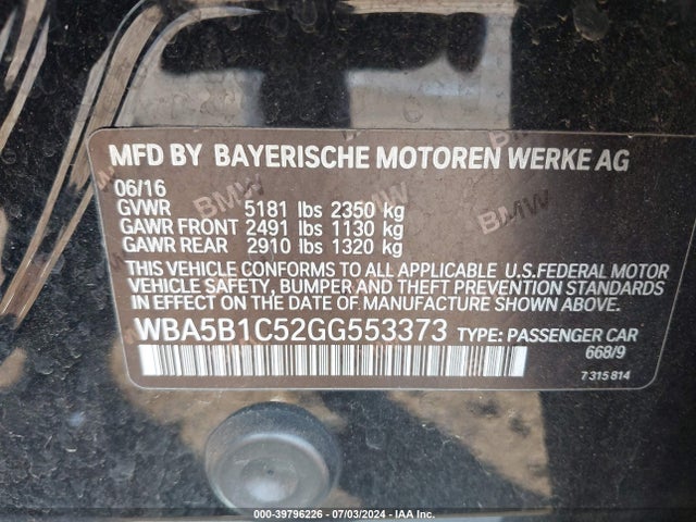 WBA5B1C52GG553373 BMW 535i