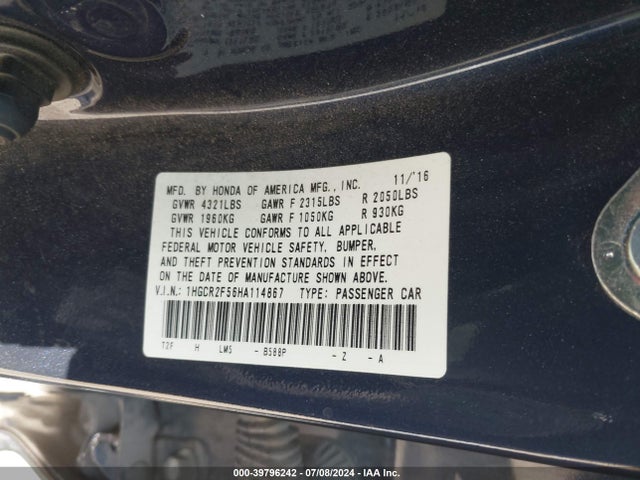 Honda k24w1 2017 1HGCR2F56HA114867 Image 23