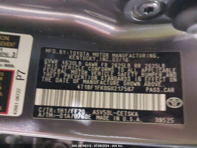 Toyota CAMRY SE 2016 4T1BF1FK0GU217567 Image 9