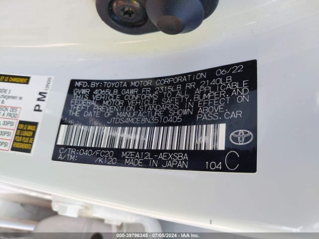 2022 TOYOTA COROLLA JTDS4MCE8N3510405 Photo 8