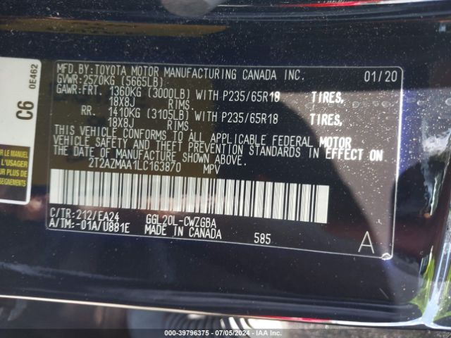 2T2AZMAA1LC163870 Lexus RX 350