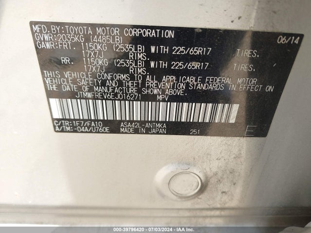 Toyota Rav4 Xle 2014 JTMWFREV6EJ016271 Image 9