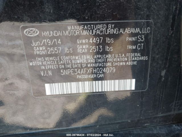 5NPE34AFXFH024079 Hyundai Sonata Limited