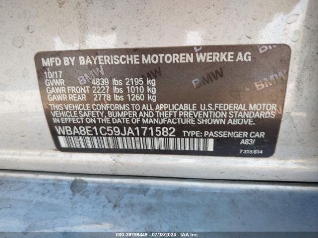 WBA8E1C59JA171582 BMW 330e Iperformance