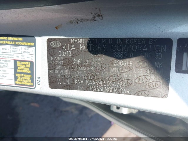 KIA FORTE LX 2014 KNAFK4A69E5054774 Image 9