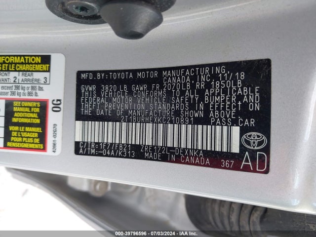 Toyota COROLLA LE 2019 2T1BURHEXKC210891 Image 9