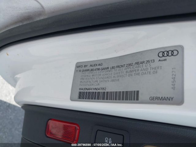 WAUDNAF41HN047052 Audi A4 2.0t Season Of Audi Premium