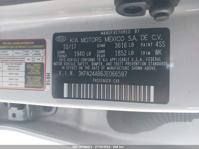 KIA RIO LX 2018 3KPA24AB6JE066597 Image 9