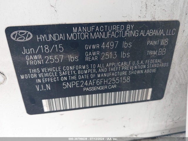 Hyundai SONATA SE 2015 5NPE24AF6FH255158 Image 21