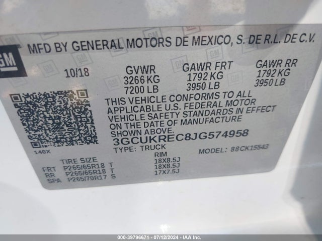 Chevrolet Silverado 1500 2lt 2018 3GCUKREC8JG574958 Image 9