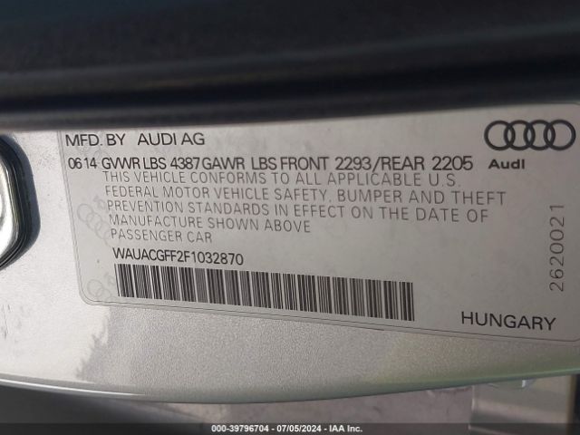 WAUACGFF2F1032870 Audi A3 1.8t Premium