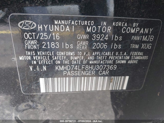Hyundai ELANTRA SE 2017 KMHD74LF8HU307369 Image 9
