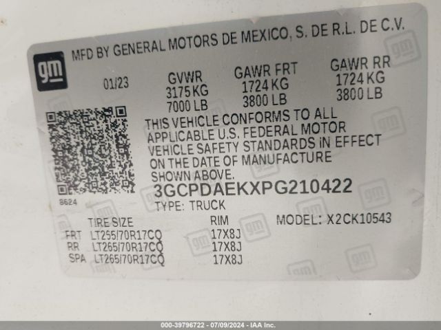 3GCPDAEKXPG210422 Chevrolet Silverado 1500 4wd  Short Bed Wt