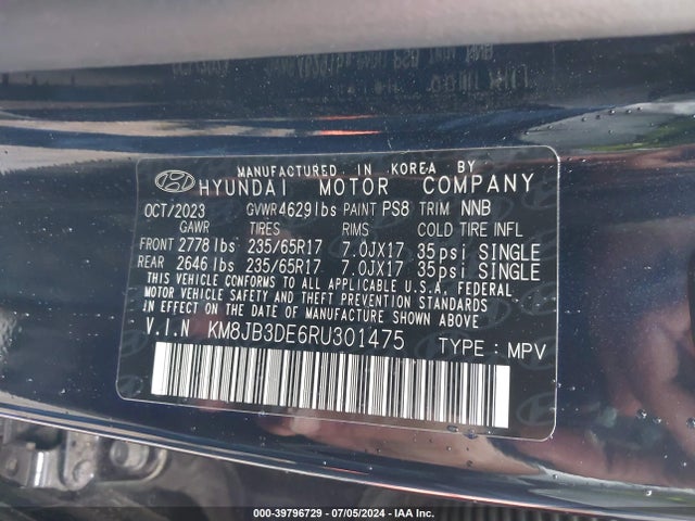 Hyundai TUCSON SEL 2024 KM8JB3DE6RU301475 Image 9