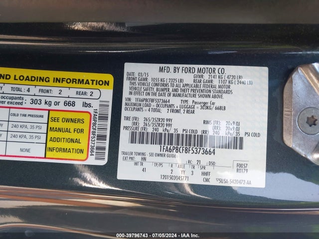 Ford Mustang Gt Premium 2015 1FA6P8CF8F5373664 Image 9