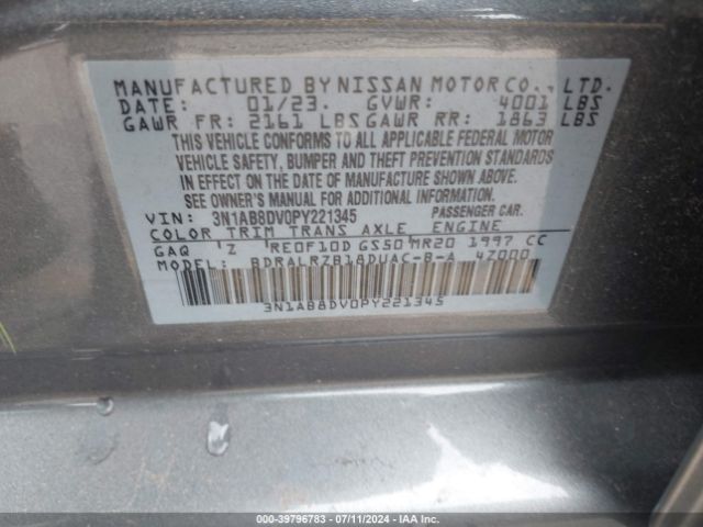 3N1AB8DV0PY221345 Nissan Sentra Sr Xtronic Cvt