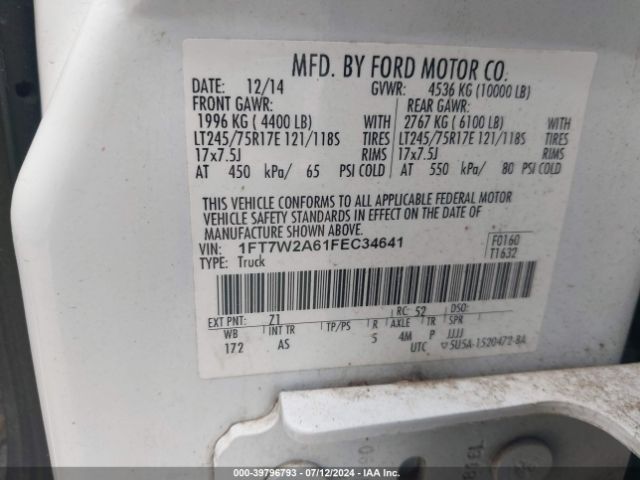 1FT7W2A61FEC34641 Ford F-250 Xl