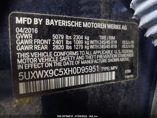 5UXWX9C5XH0D95951 BMW X3 Xdrive28i