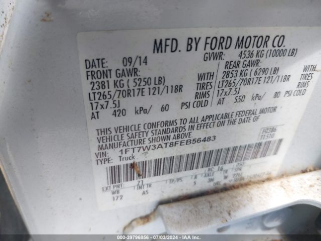 1FT7W3AT8FEB56483 Ford F-350 Xl