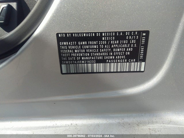 3VWD07AJXEM216232 Volkswagen Jetta 1.8t Se
