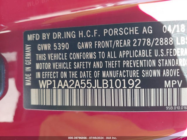 2018 PORSCHE MACAN WP1AA2A55JLB10192 Photo 8