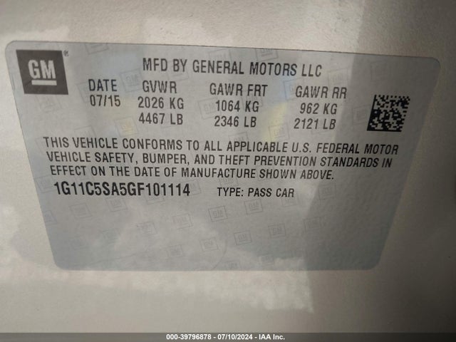 Chevrolet Malibu Limited Lt 2016 1G11C5SA5GF101114 Image 9