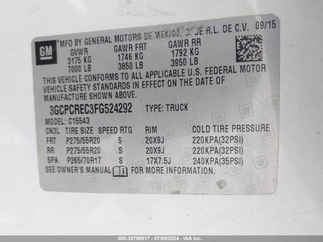Chevrolet Silverado 1500 1lt 2015 3GCPCREC3FG524292 Image 9