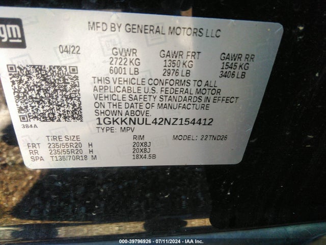GMC Acadia Awd Slt 2022 1GKKNUL42NZ154412 Image 9