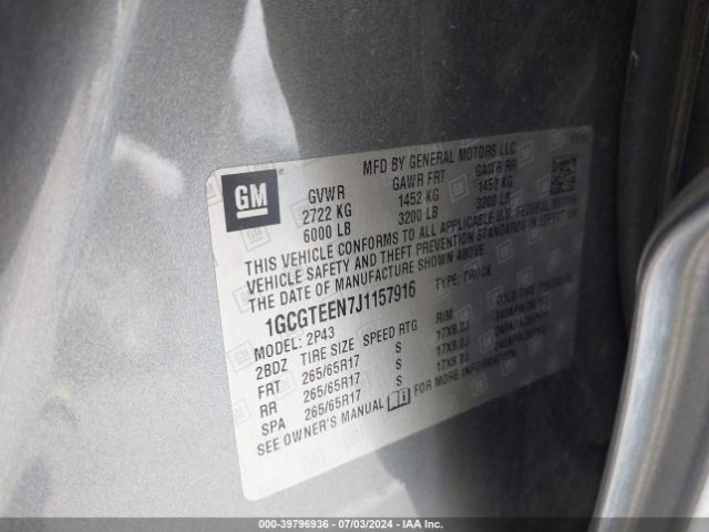1GCGTEEN7J1157916 Chevrolet Colorado Zr2