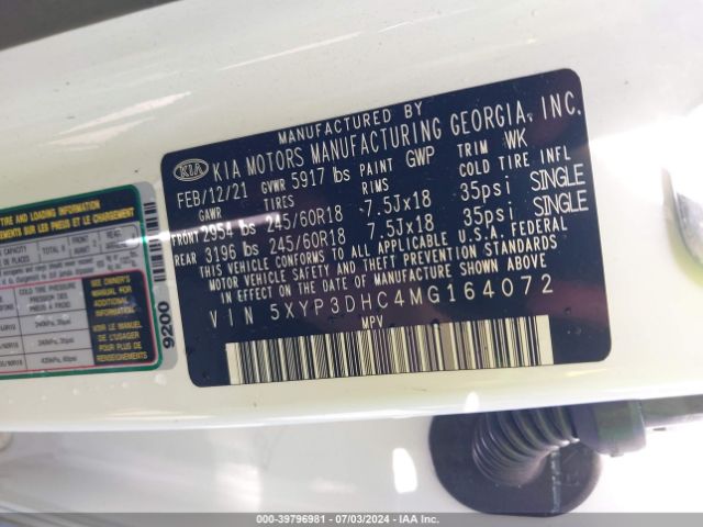 5XYP3DHC4MG164072 KIA Telluride Ex