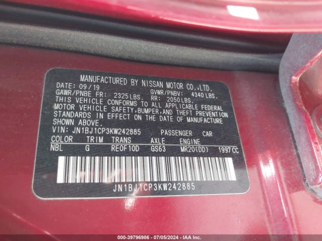 JN1BJ1CP3KW242885 Nissan Rogue Sport Sv