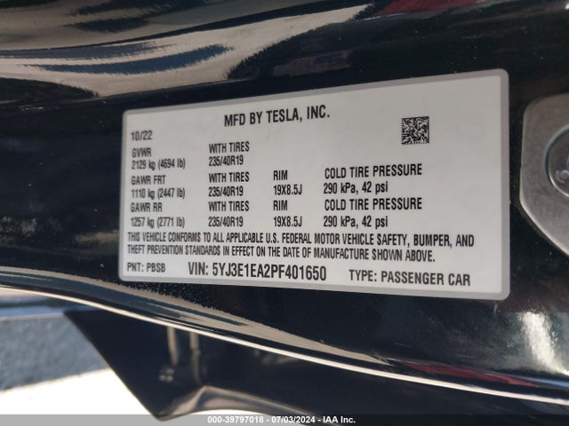 2023 TESLA MODEL 3 5YJ3E1EA2PF401650 Photo 8