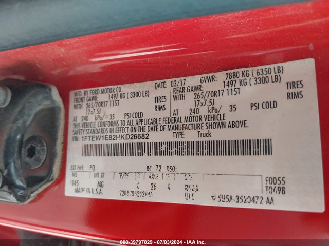 Ford F-150 Xlt 2017 1FTEW1E82HKD26682 Image 9