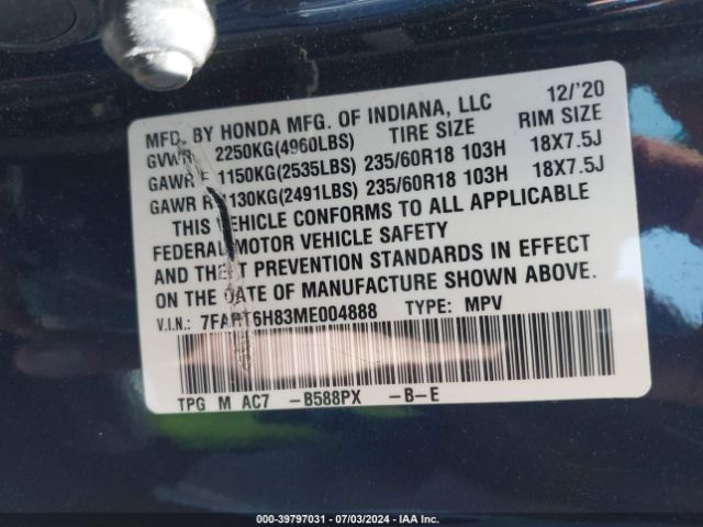 7FART6H83ME004888 Honda Cr-v Hybrid Ex-l