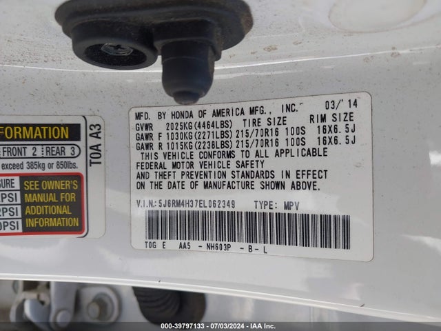 Honda CR-V LX 2014 5J6RM4H37EL062349 Image 9