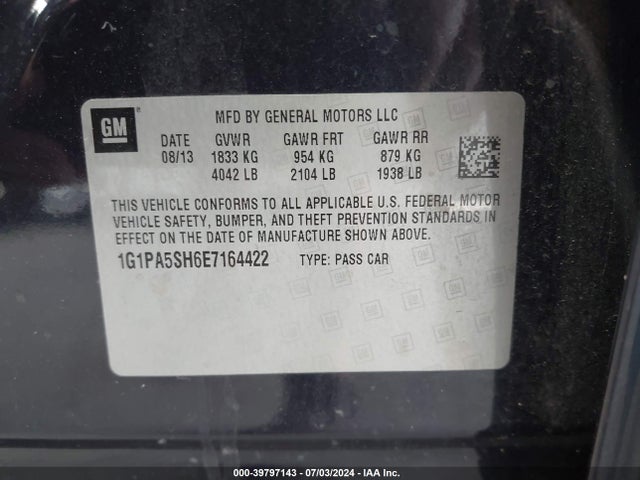 Chevrolet Cruze Ls Auto 2014 1G1PA5SH6E7164422 Image 9