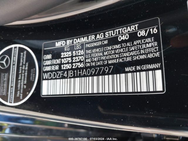 WDDZF4JB1HA097797 Mercedes-Benz E 300