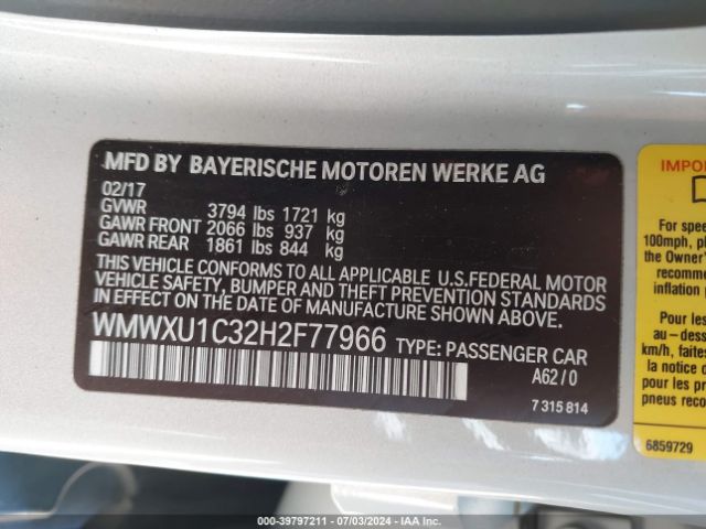 WMWXU1C32H2F77966 Mini Hardtop Cooper