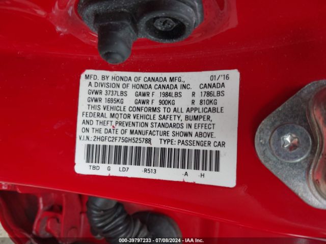 2HGFC2F75GH525788 Honda CIVIC EX