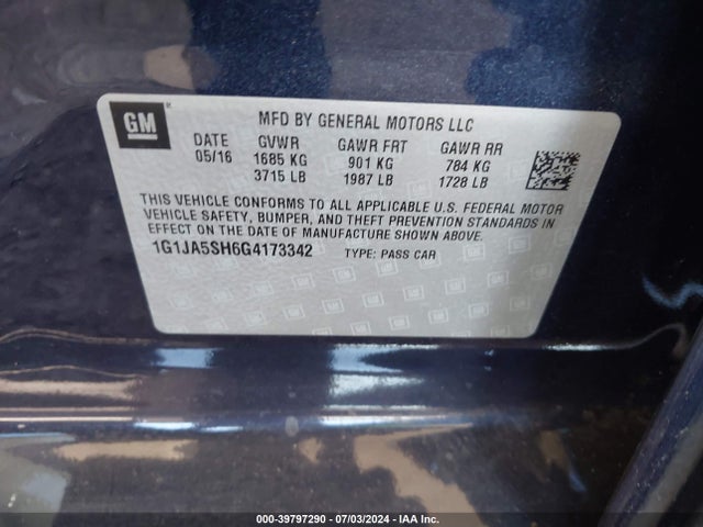 Chevrolet Sonic Ls Auto 2016 1G1JA5SH6G4173342 Image 9