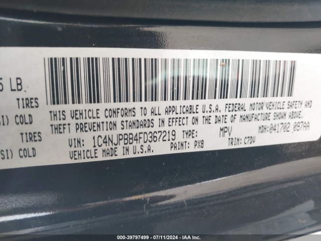 1C4NJPBB4FD367219 Jeep Patriot Sport